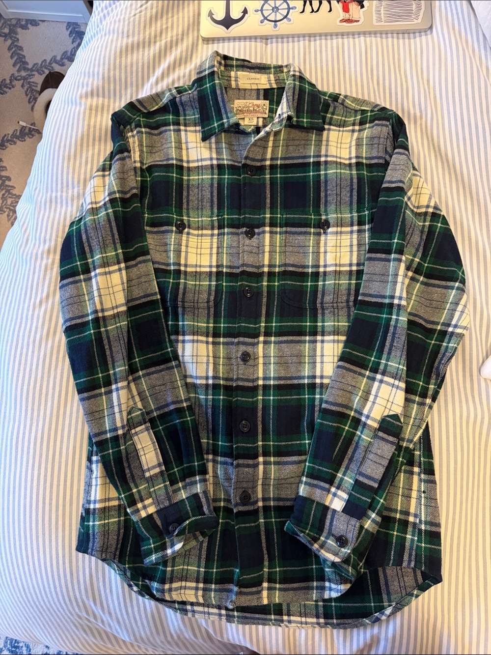 J.Crew Classic Green Plaid Flannel Shirt - Men